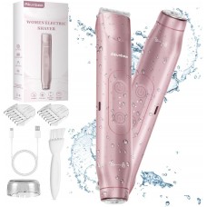 Akunbem Bikini Trimmer for Women - 2 in 1 Electric Razors for Women - Dual Head Electric Shaver - IPX7 Waterproof Wet & Dry Use Body Hair Trimmer and Facial Hair Remover for Bikini Underarm Leg Arm