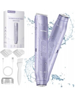 Akunbem Bikini Trimmer for Women - 2 in 1 Electric Razors for Women - Dual Head Electric Shaver - IPX7 Waterproof Wet & Dry Use Body Hair Trimmer and Facial Hair Remover for Bikini Underarm Leg Arm