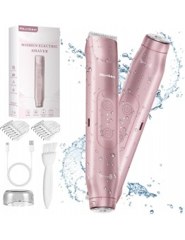 Akunbem Bikini Trimmer for Women - 2 in 1 Electric Razors for Women - Dual Head Electric Shaver - IPX7 Waterproof Wet & Dry Use Body Hair Trimmer and Facial Hair Remover for Bikini Underarm Leg Arm