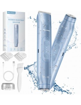 Akunbem Bikini Trimmer for Women - 2 in 1 Electric Razors for Women - Dual Head Electric Shaver - IPX7 Waterproof Wet & Dry Use Body Hair Trimmer and Facial Hair Remover for Bikini Underarm Leg Arm