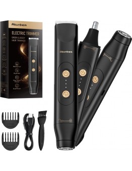 Akunbem Groin & Body Hair Trimmer for Men Bikini Trimmer Women Electric Ball Pubic Shaver IPX7 Waterproof Wet & Dry Use Versatile Shaver for Temple Groin Nose Ear Hairs Beard (Black)